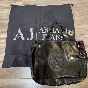 Armani Jeans Glossy Black Tote